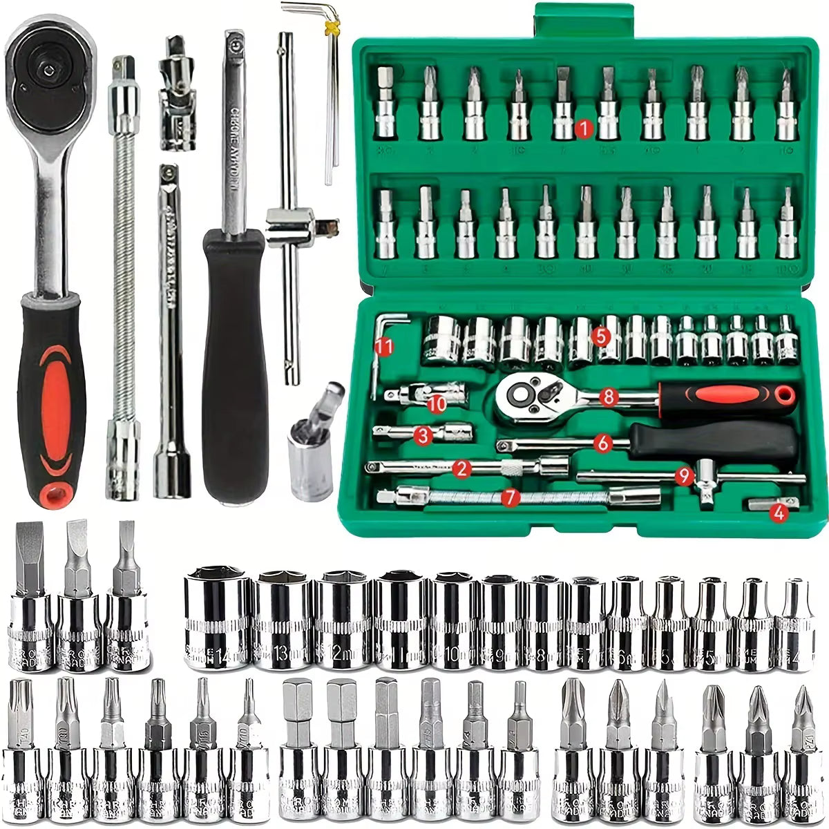 46Pcs Family Tools 1/4 Set Mechanic Tool Kits for Auto Repair